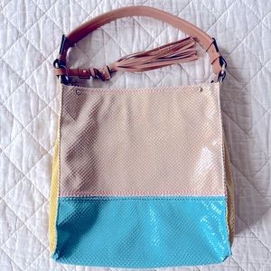 NEW Sondra Roberts Colorful Snake Print Faux Leather Tote Bag